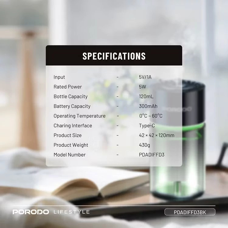 خوشبو کننده هوا هوشمند پرودو Porodo Valencia Smart Aroma Diffuser PDADIFFD3